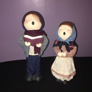 Christmas Holiday Stiffened Fabric Caroler Dolls